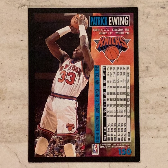 Patrick Ewing 1994 Fleer 150 Basketball Card NBA New York Knicks 94-95 #150 - Picture 2 of 5